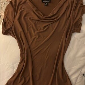 Brown cowl neck blouse